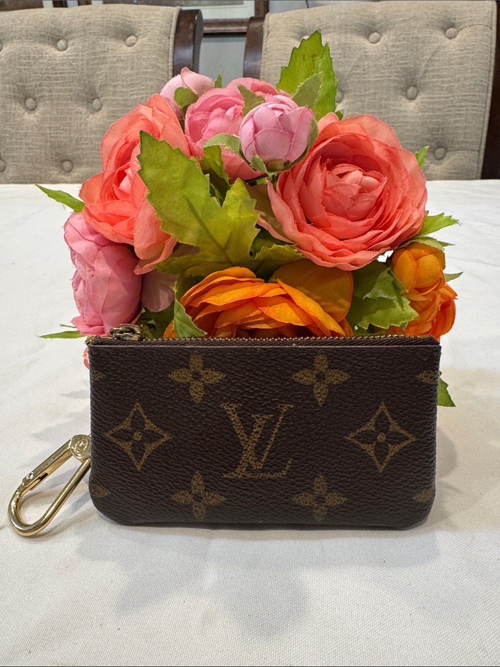 Authentic Louis Vuitton Key Cles Wallet with Gold Hardware